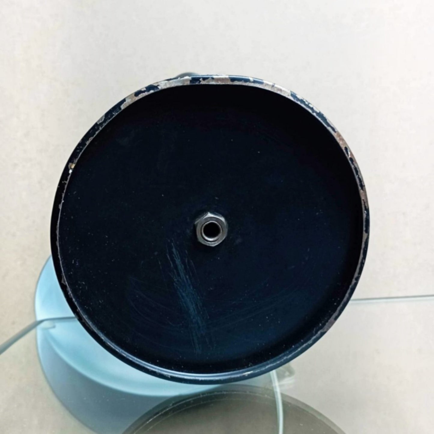 Underside of the vintage desk lamp base