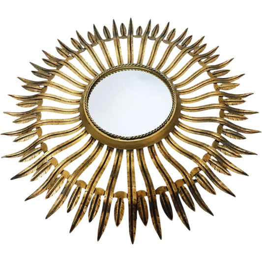 Vintage gilt-tone sunburst mirror, 69 cm. Front view