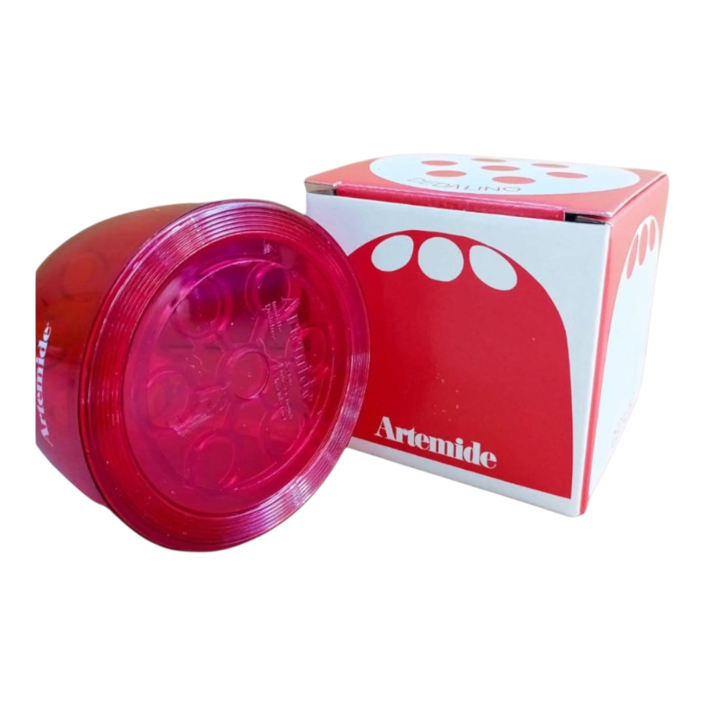 Base of the Artemide Dedalino beside its original box