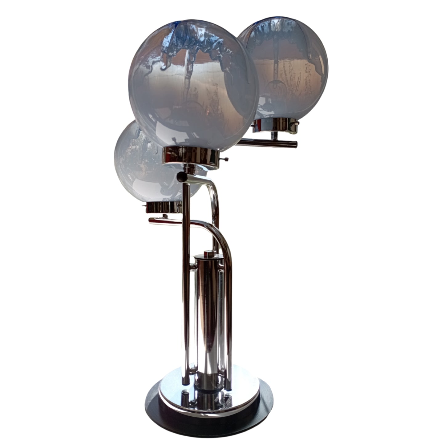 Vintage table lamp attributed to Toni Zuccheri with blue glass globes
