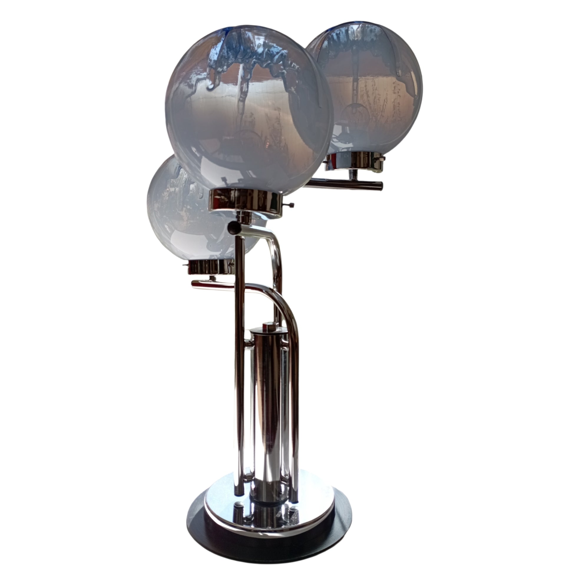 Vintage table lamp attributed to Toni Zuccheri with blue glass globes