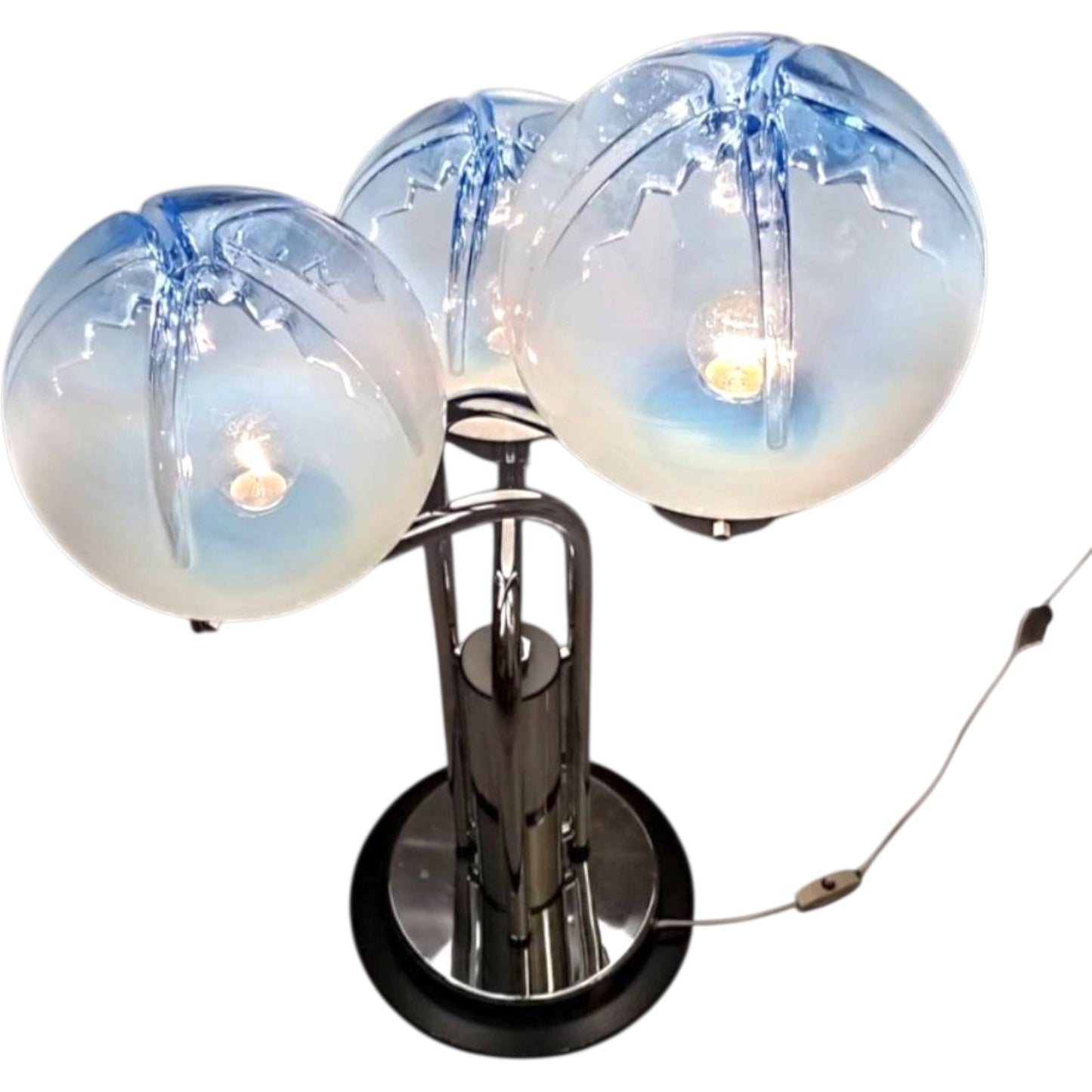 Sculptural Italian table lamp with three blown glass spheres