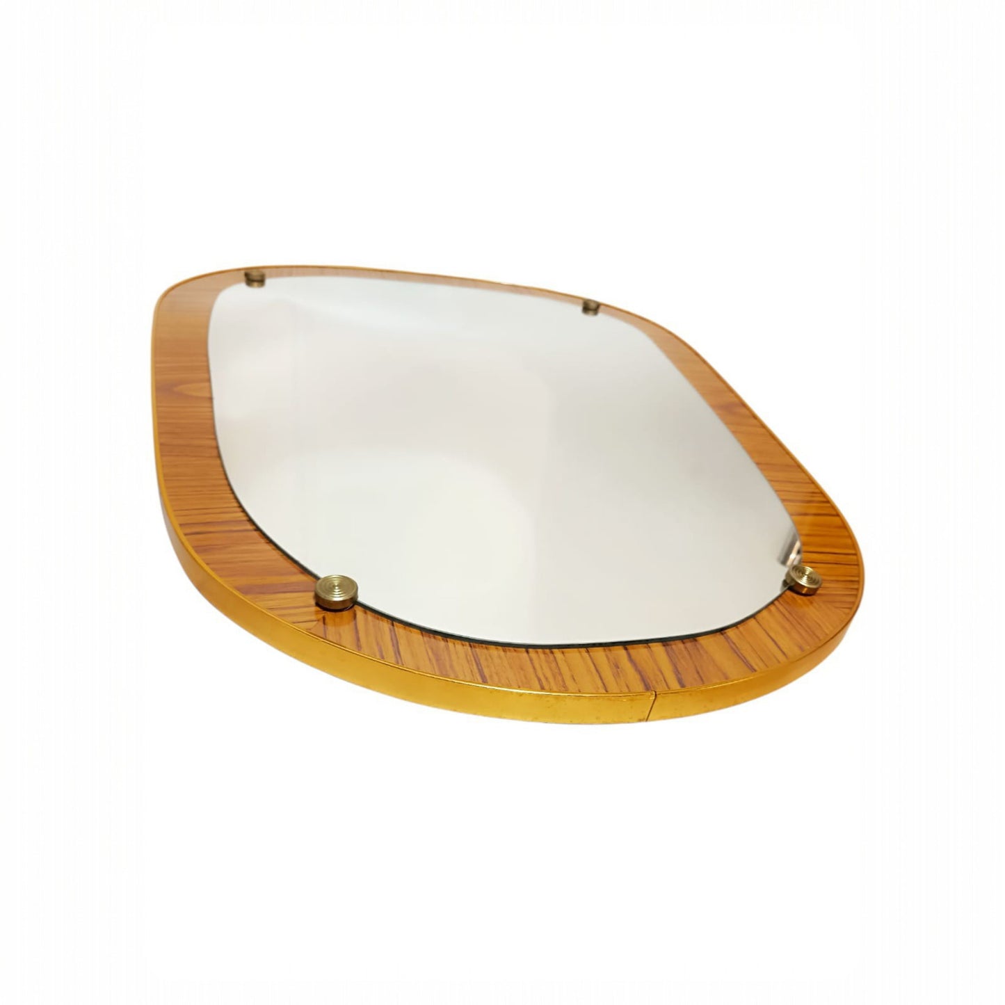 Angled view of the vintage organic wall mirror
