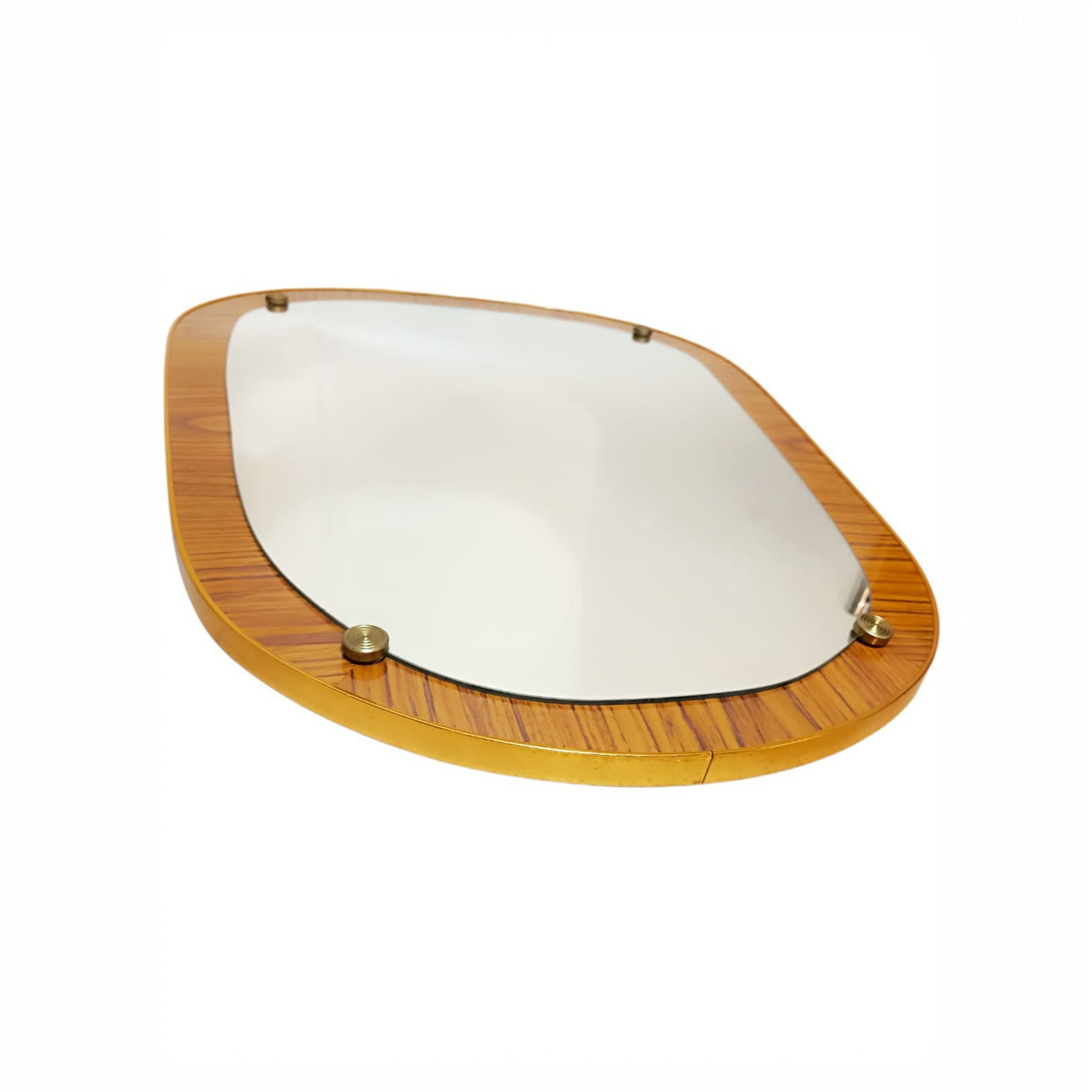 Angled view of the vintage organic wall mirror