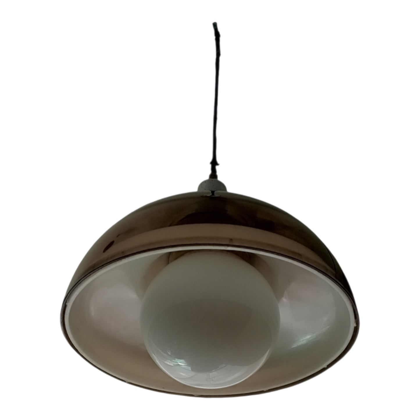 Full view of 1970s smoked dome pendant light