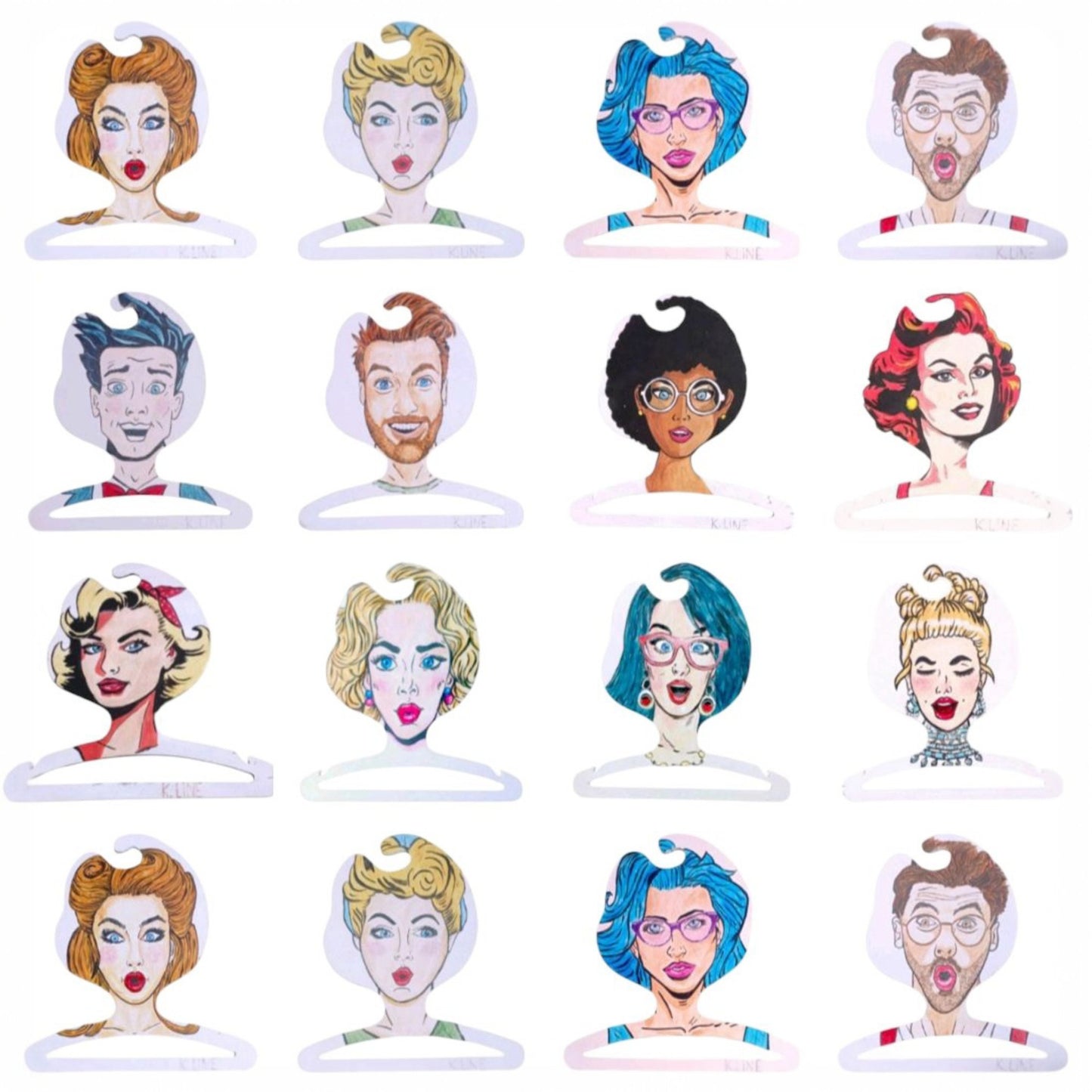 Hand-painted wooden pin-up clothes hangers collection