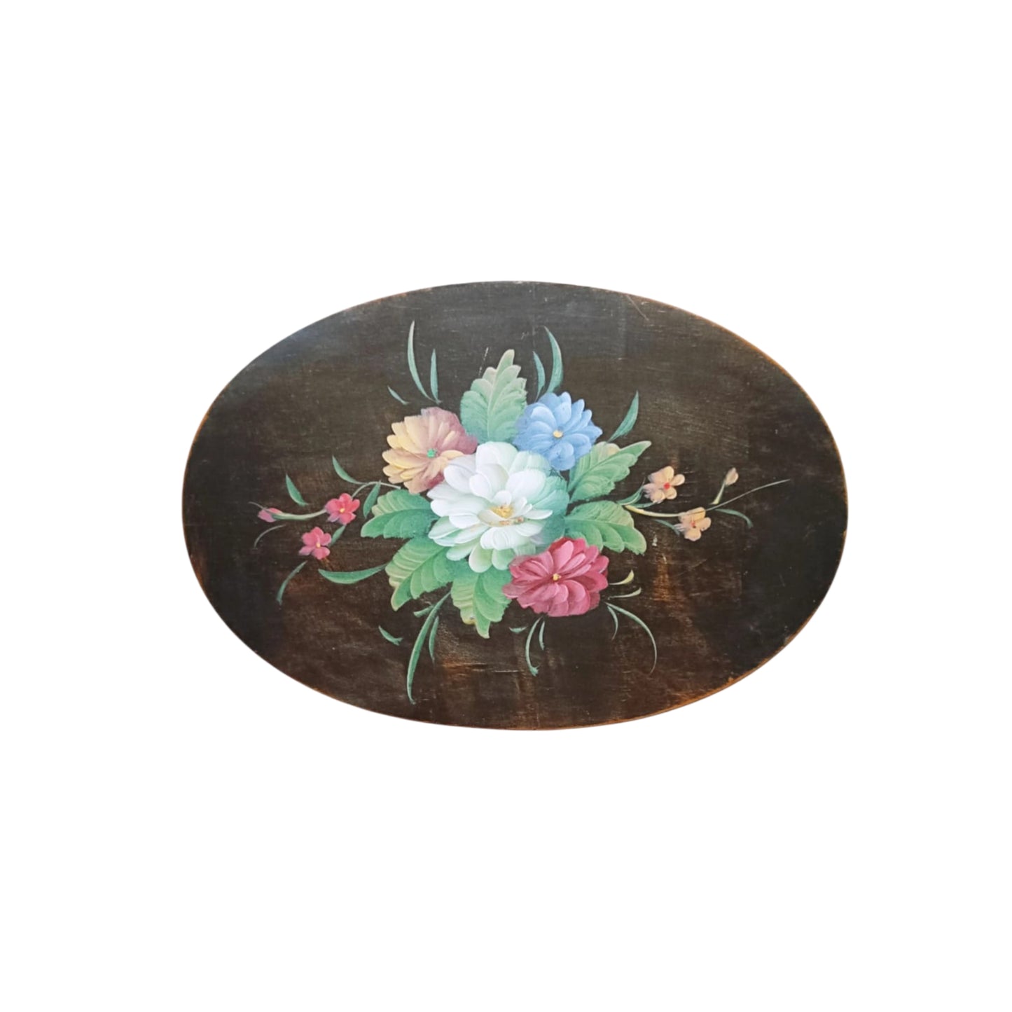 Floral wooden box displayed closed 