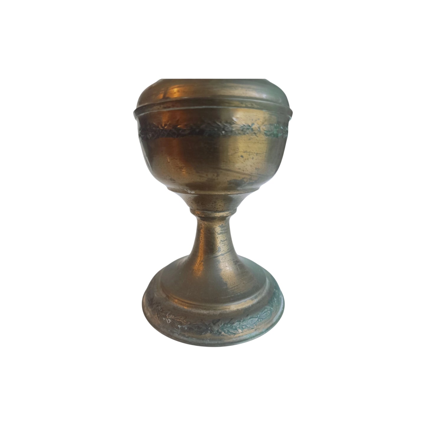 Antique oil lamp metal base with aged surface finish