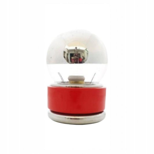Vintage red Space Age table lamp with clear glass globe 