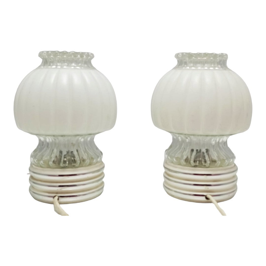 Pair of 1950s Graewe opaline glass table lamps from Germany