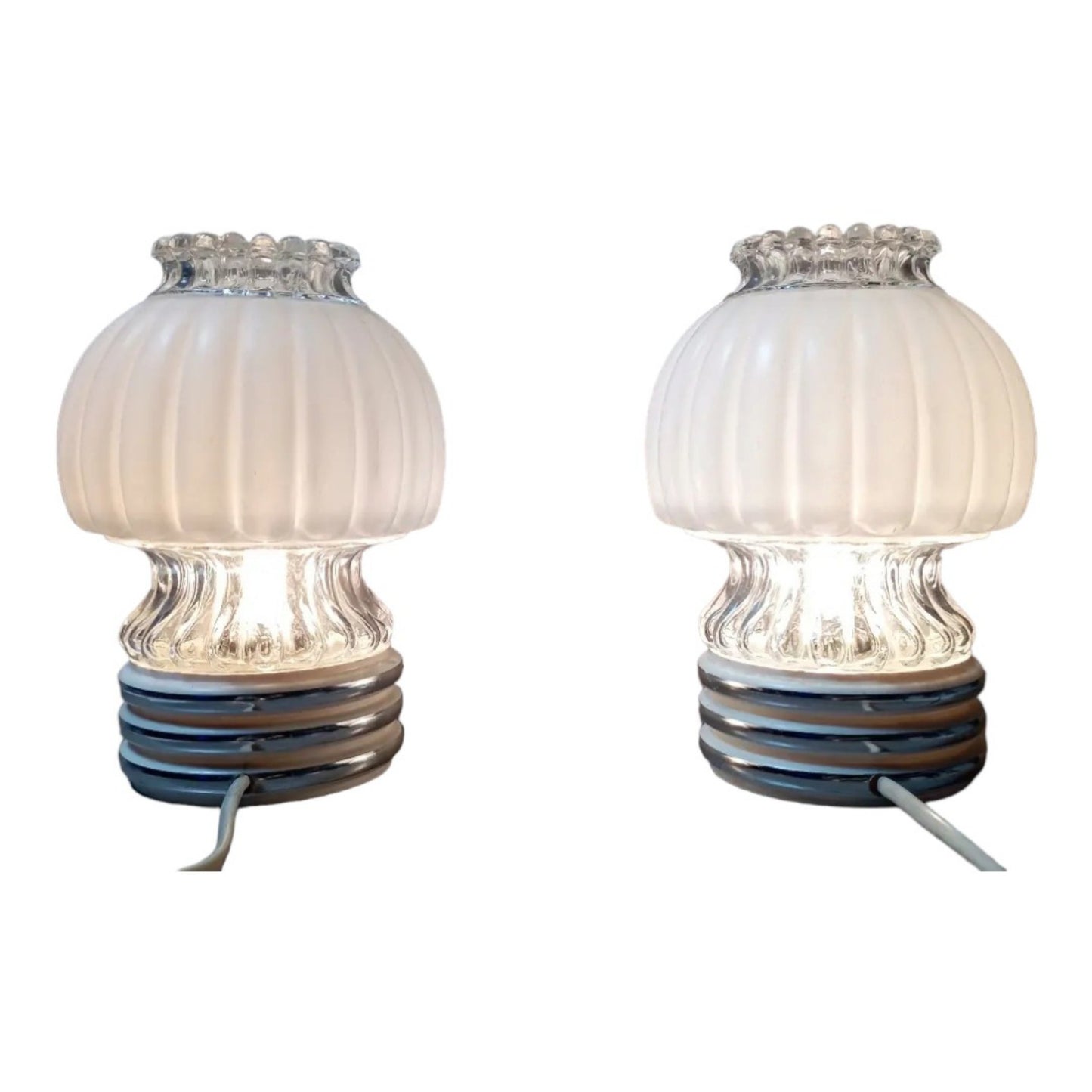 Vintage pair of Graewe opaline glass bedside lamps