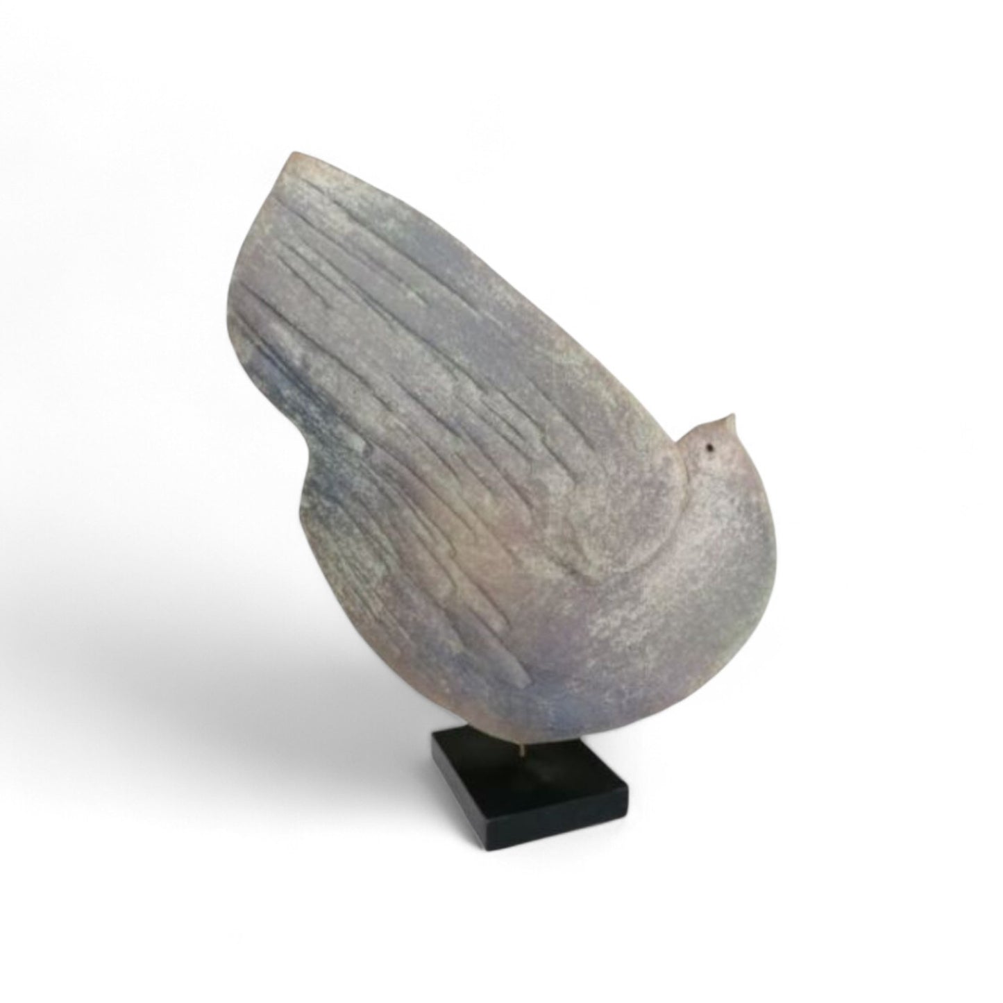 Vintage ceramic dove sculpture by Encarna Martín García on a black wooden base, Spain, 1992