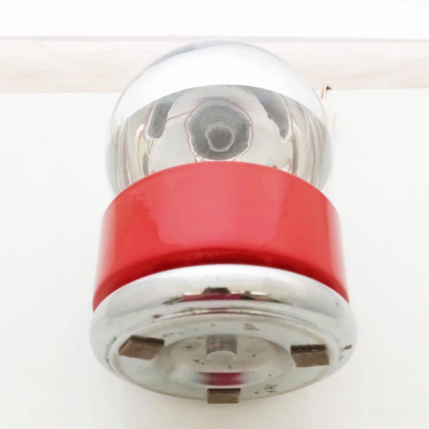 Rear angled view of the 1970s globe table lamp showing the base 