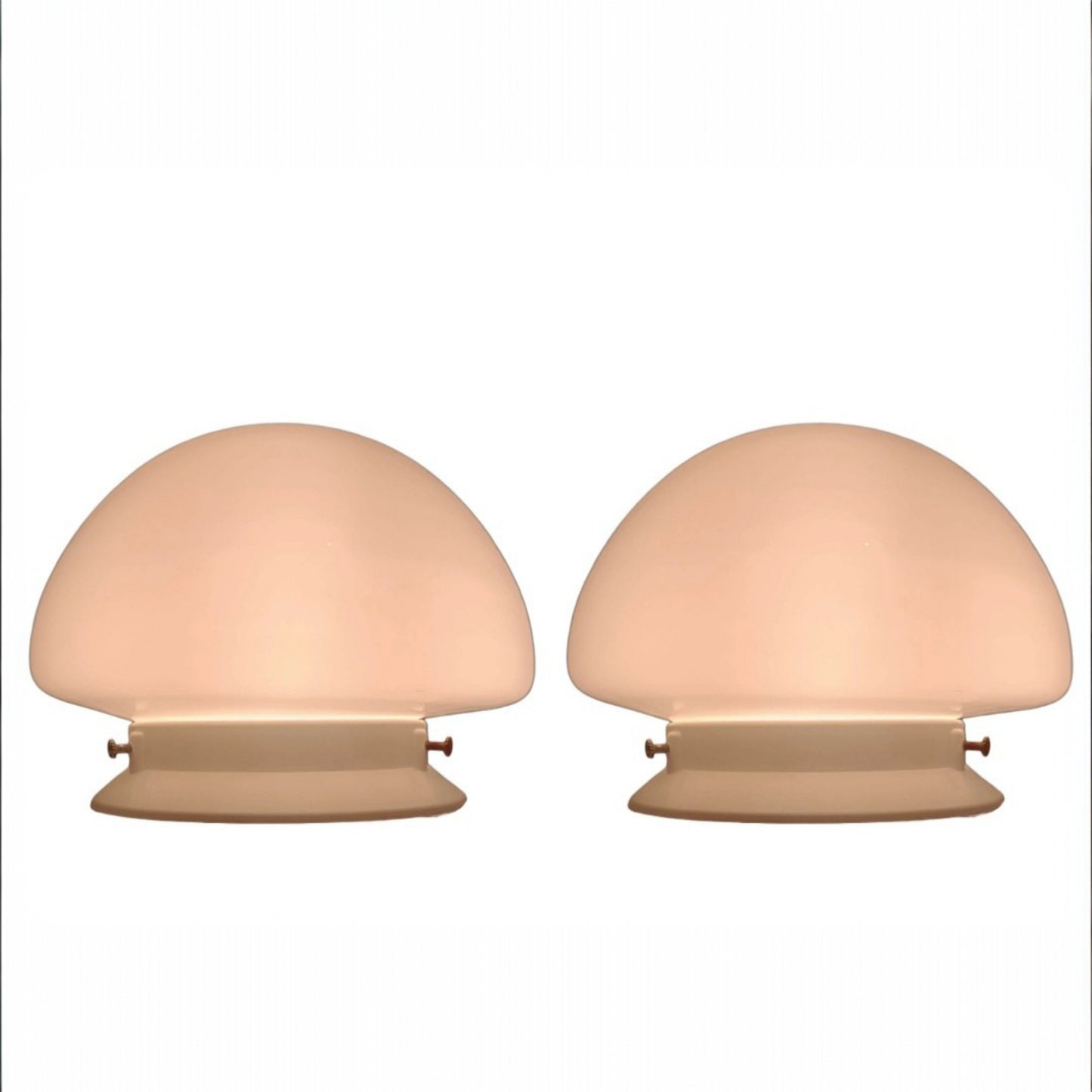 Pair of Scandinavian-Style Table Lamps, 1960s–70s, Opaline Glass
