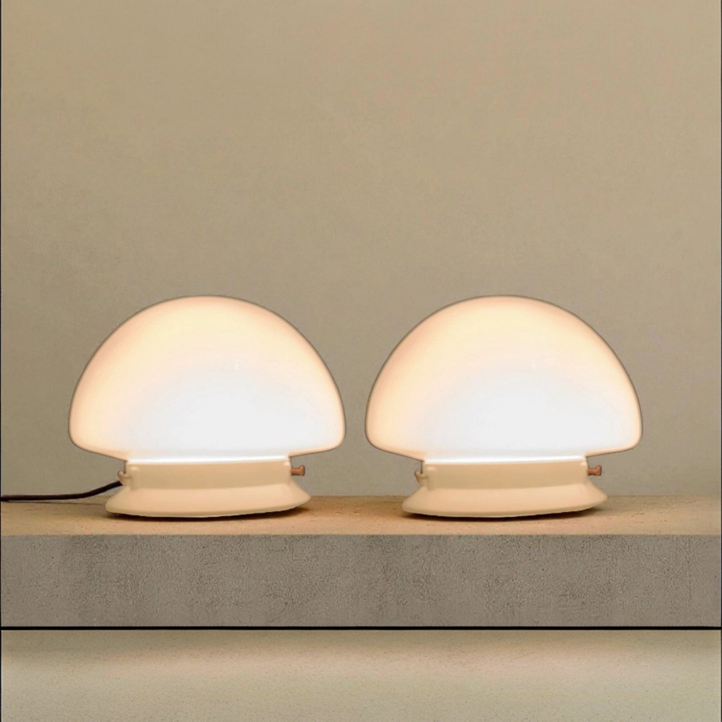 Pair of Scandinavian-Style Table Lamps, 1960s–70s, Opaline Glass