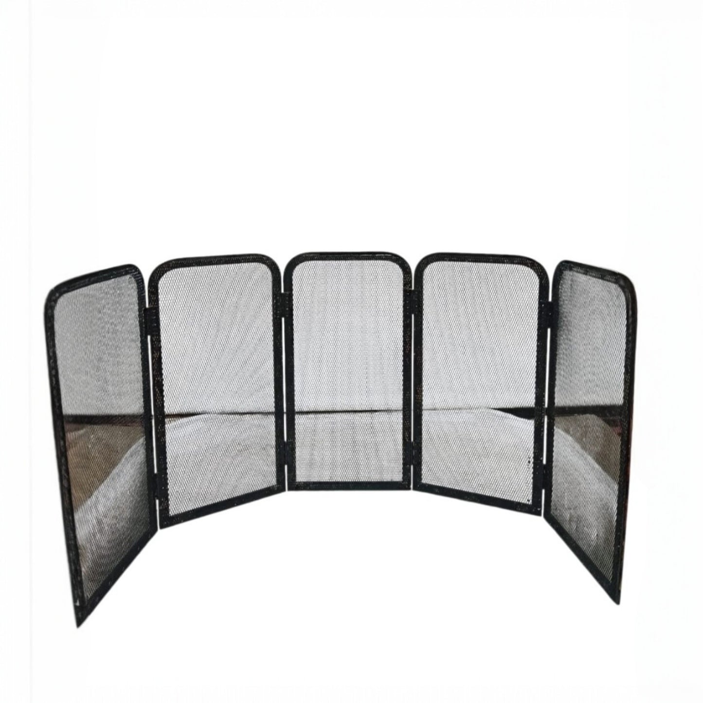 Mid-Century Folding Fireplace Screen, Brass-Toned Frame