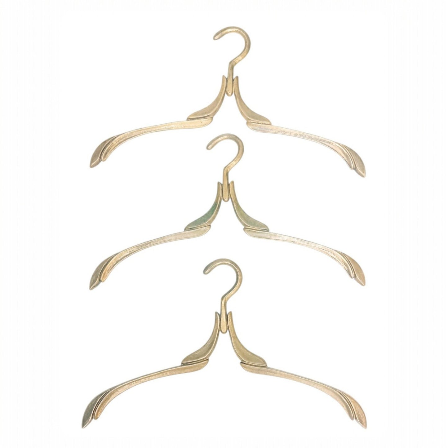 Set of 3 Vintage Brass-Finish Clothes Hangers, Art Nouveau Style
