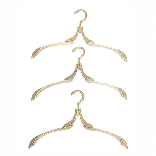 Set of 3 Vintage Brass-Finish Clothes Hangers, Art Nouveau Style