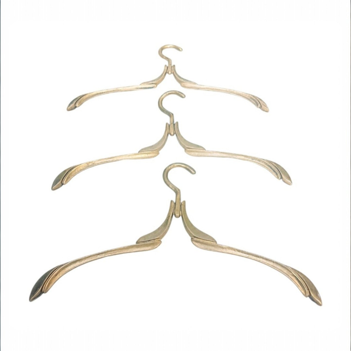 Set of 3 Vintage Brass-Finish Clothes Hangers, Art Nouveau Style
