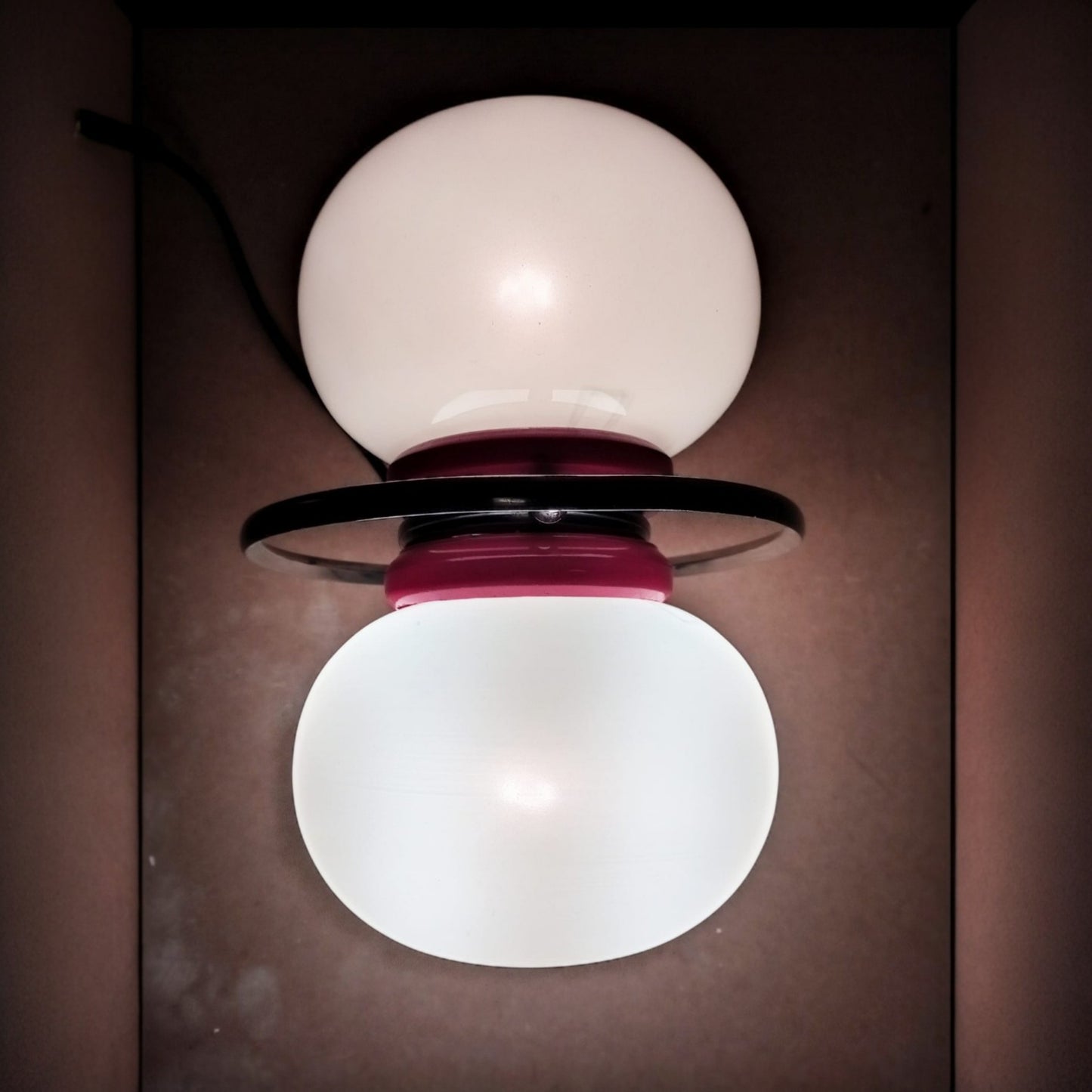Vintage Space Age Wall Light, 1960s–70s, Chrome and White Glass