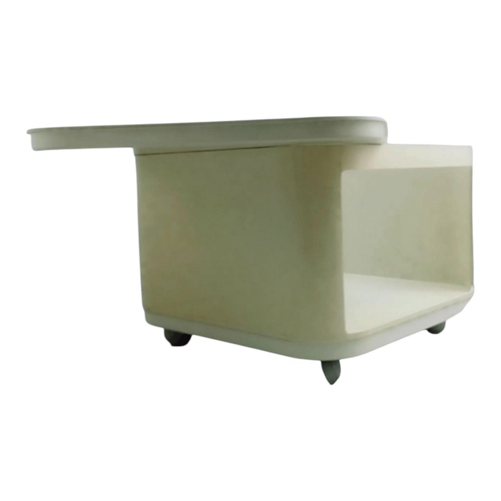 Side profile of the vintage white modular storage unit