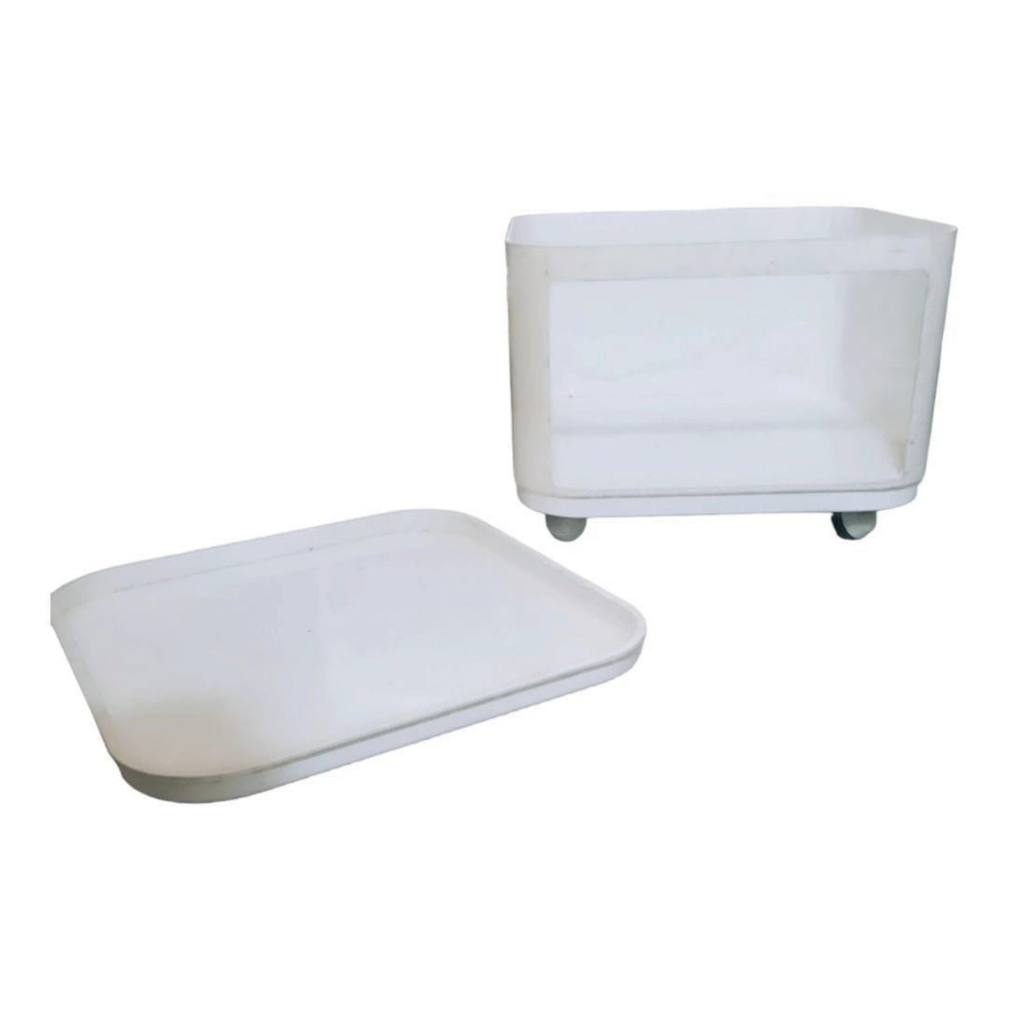Vintage white modular storage unit by Anna Castelli Ferrieri for Samoes with removable lid