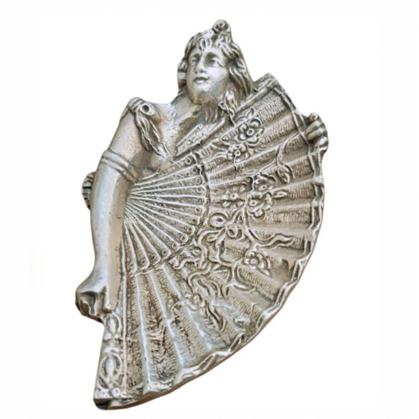 Vintage Art Nouveau Revival lady and fan trinket dish 