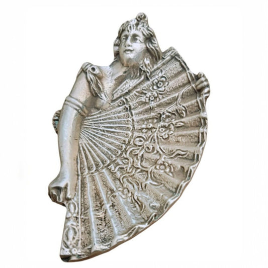 Vintage Art Nouveau Revival lady and fan trinket dish 