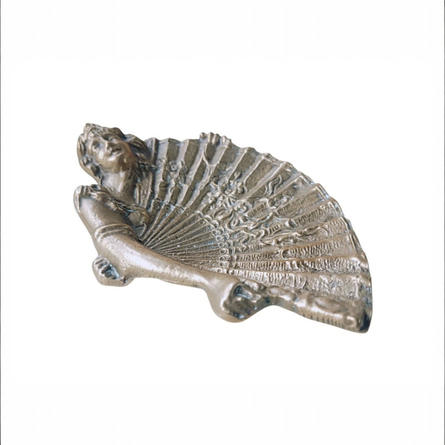 Vintage Art Nouveau Revival lady and fan trinket dish 