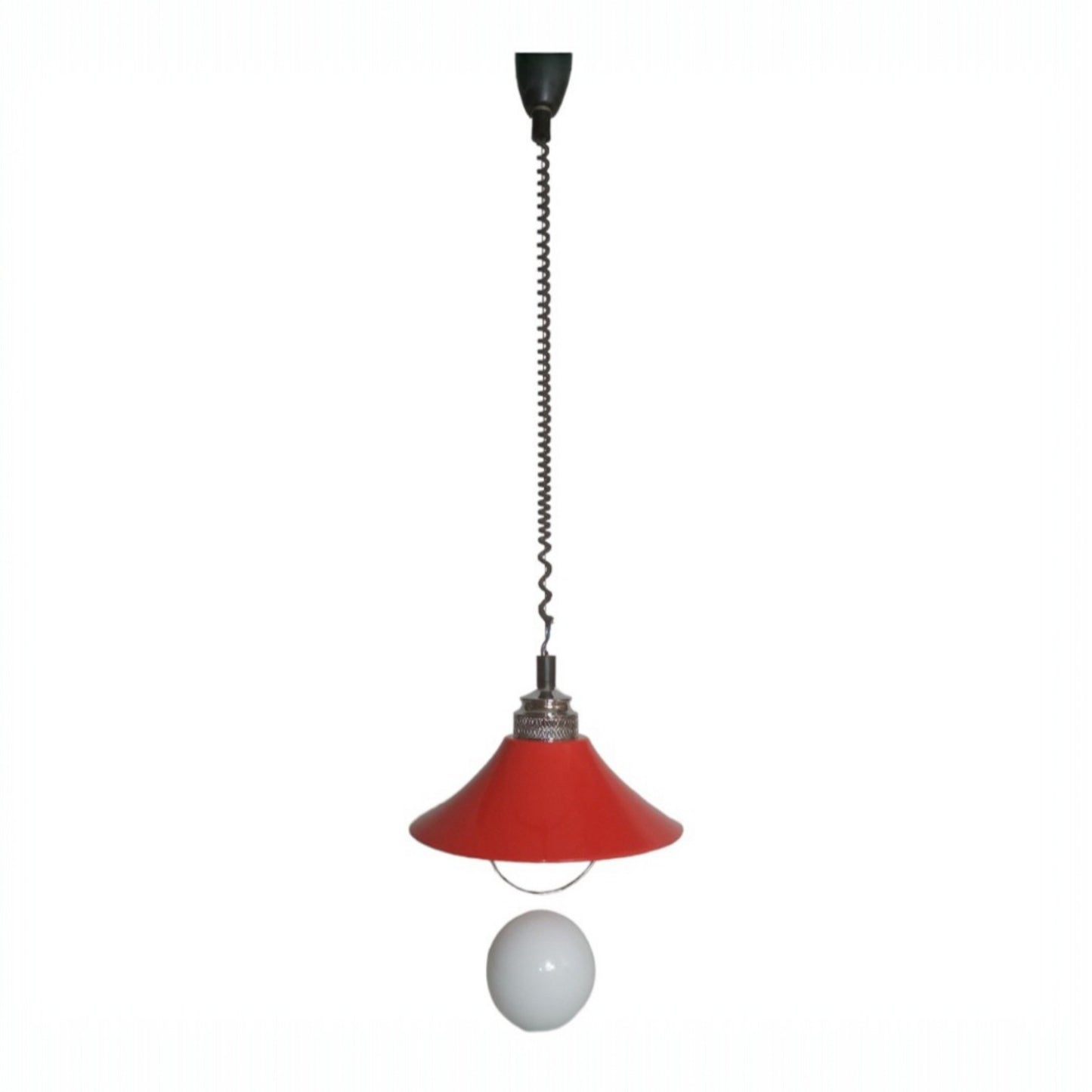 Full-length view of the vintage pendant lamp and ceiling suspension