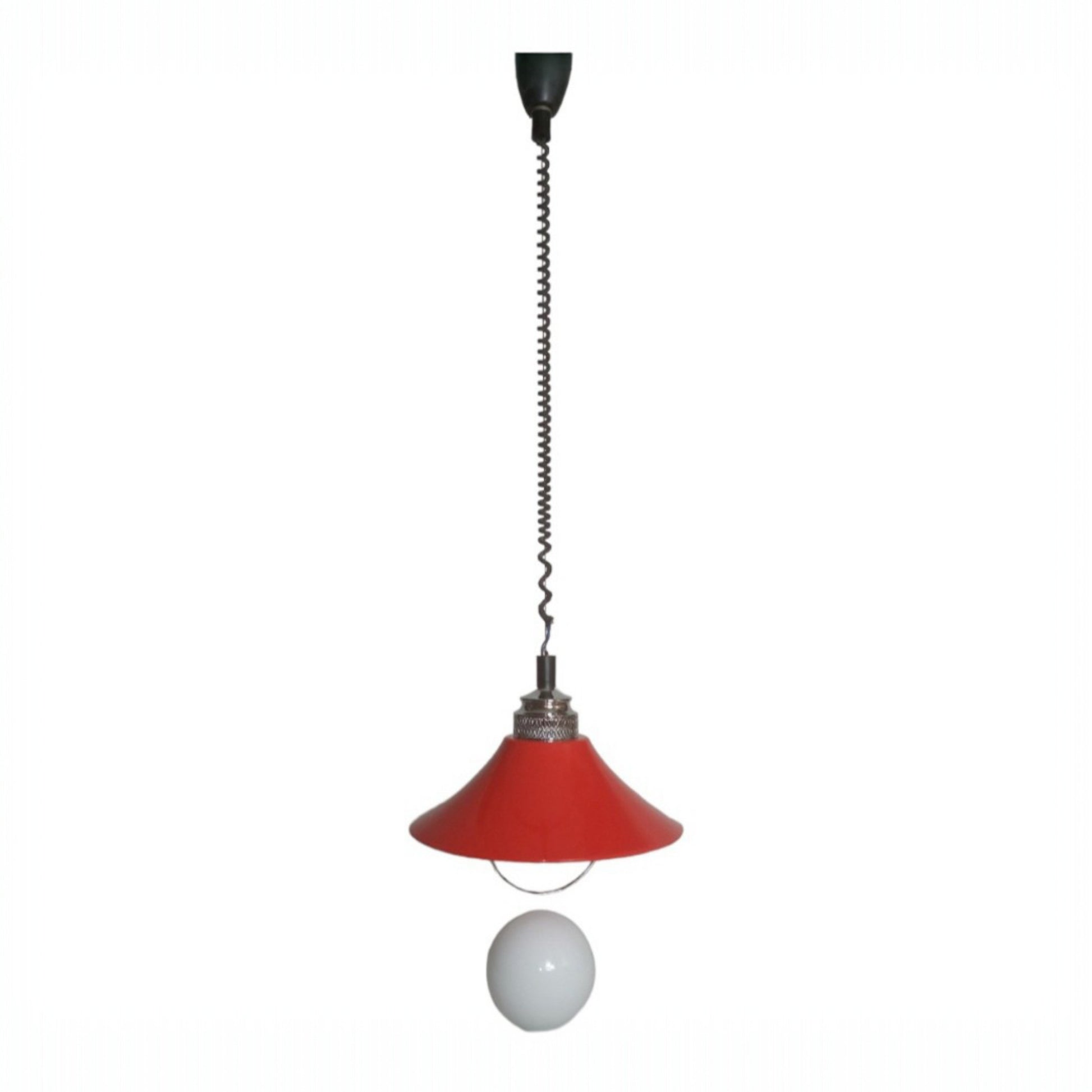 Full-length view of the vintage pendant lamp and ceiling suspension
