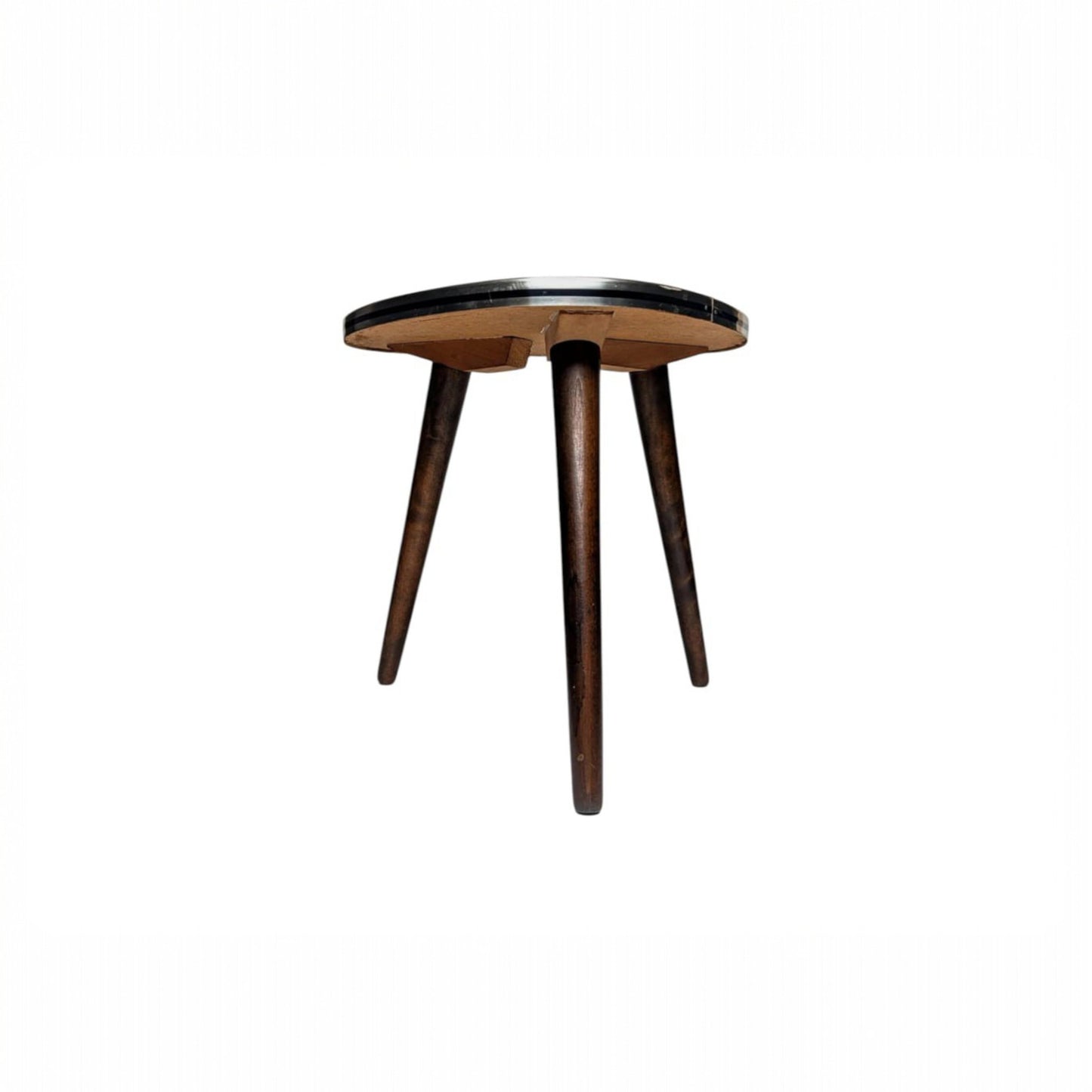 Mid-Century Triangular Side Table with Formica-Style Orange Top