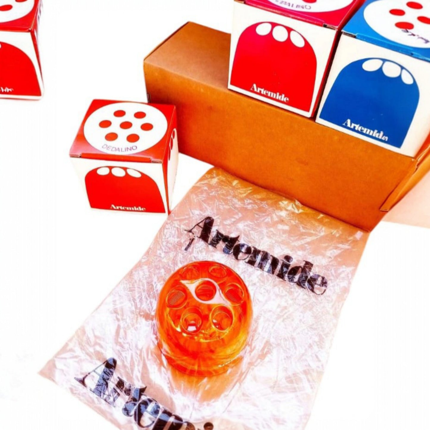 Vintage Amber-Orange Dedalino Pencil Holder by Emma Gismondi for Artemide, c. 1970s
