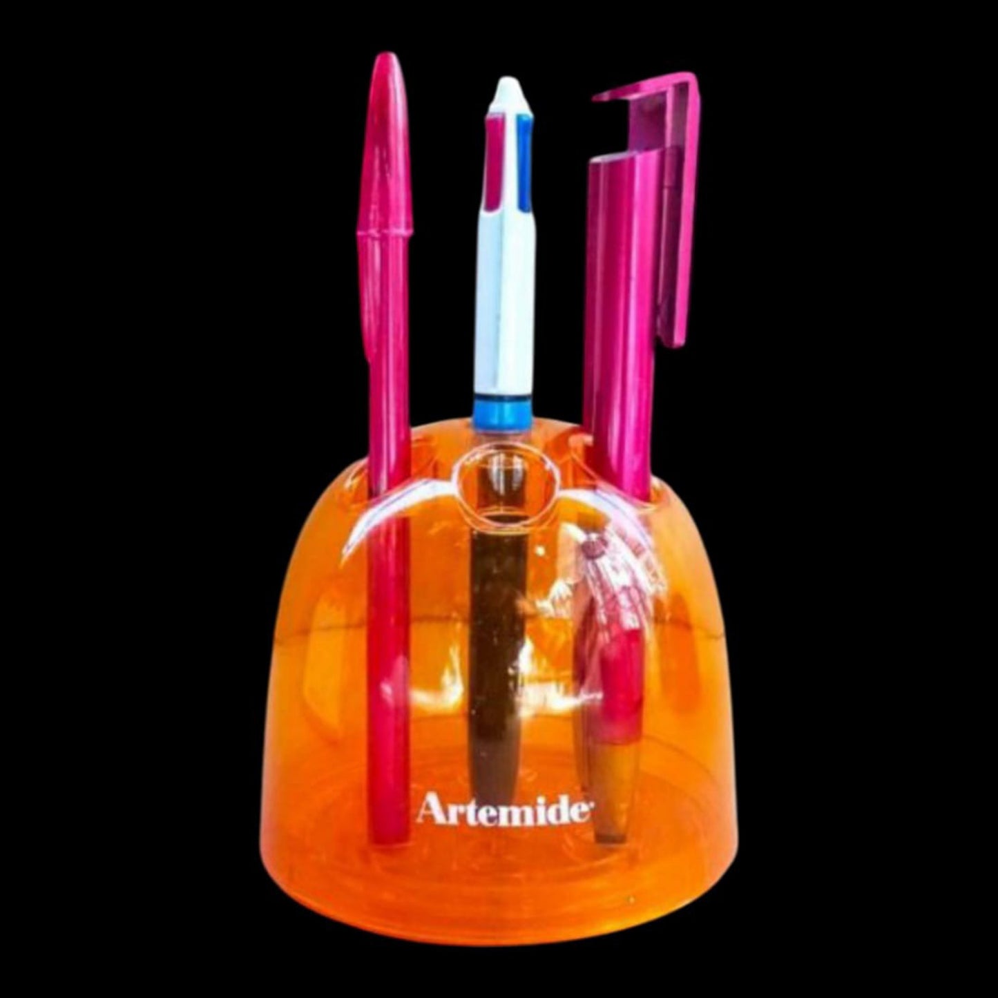 Vintage Amber-Orange Dedalino Pencil Holder by Emma Gismondi for Artemide, c. 1970s