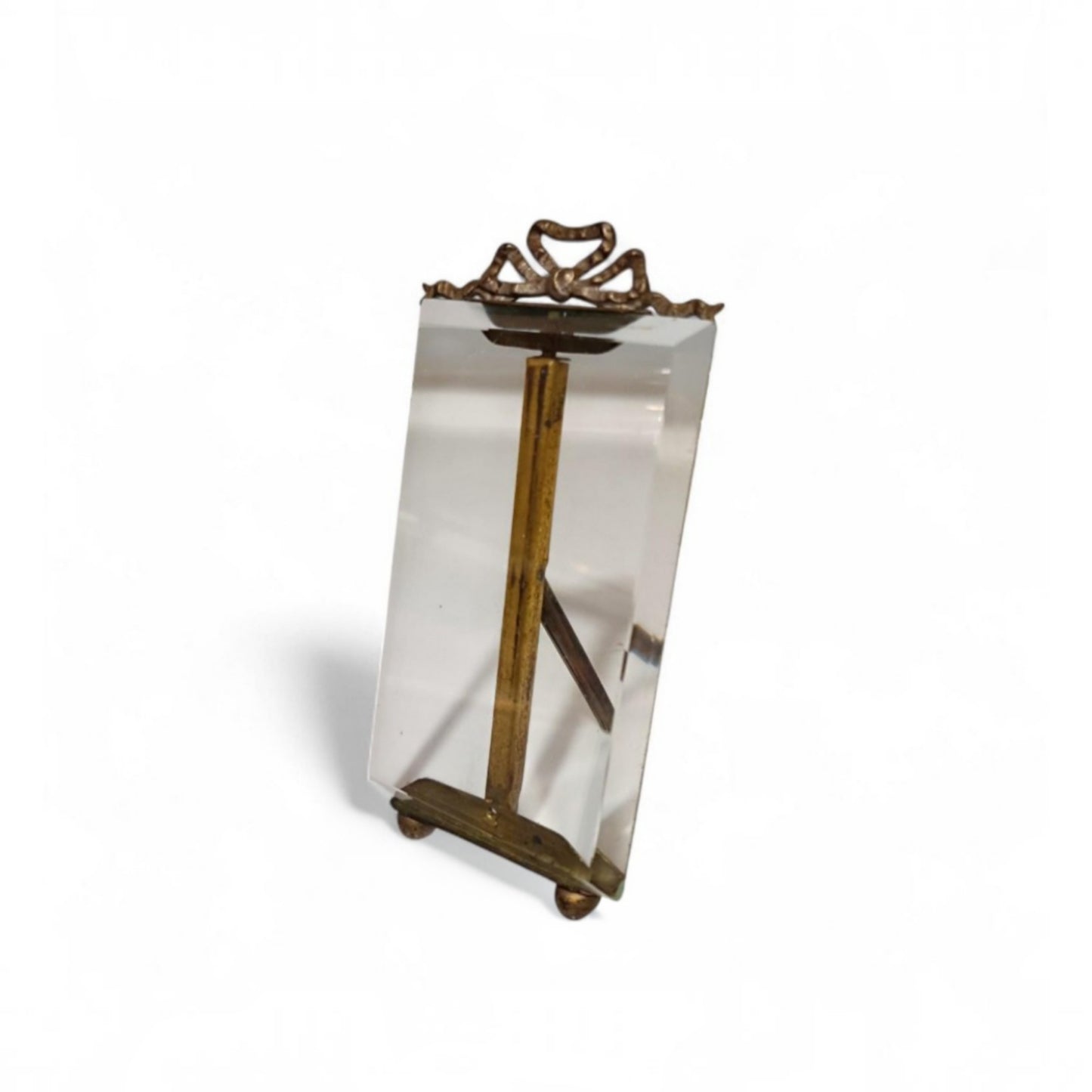 Vintage Bevelled Glass Photo Frame with Bow Detail