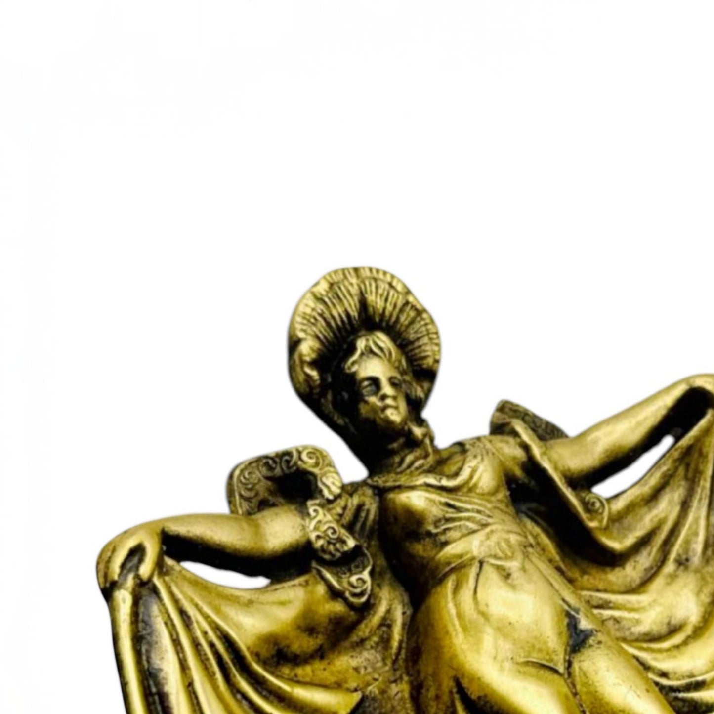 Art Nouveau Vide-Poche with Female Figure, Heavy Bronze-Toned Metal
