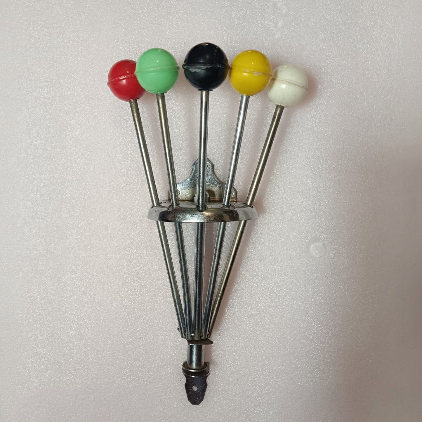 Spanish Mid-Century Wall Coat Rack with Coloured Ball Hooks
