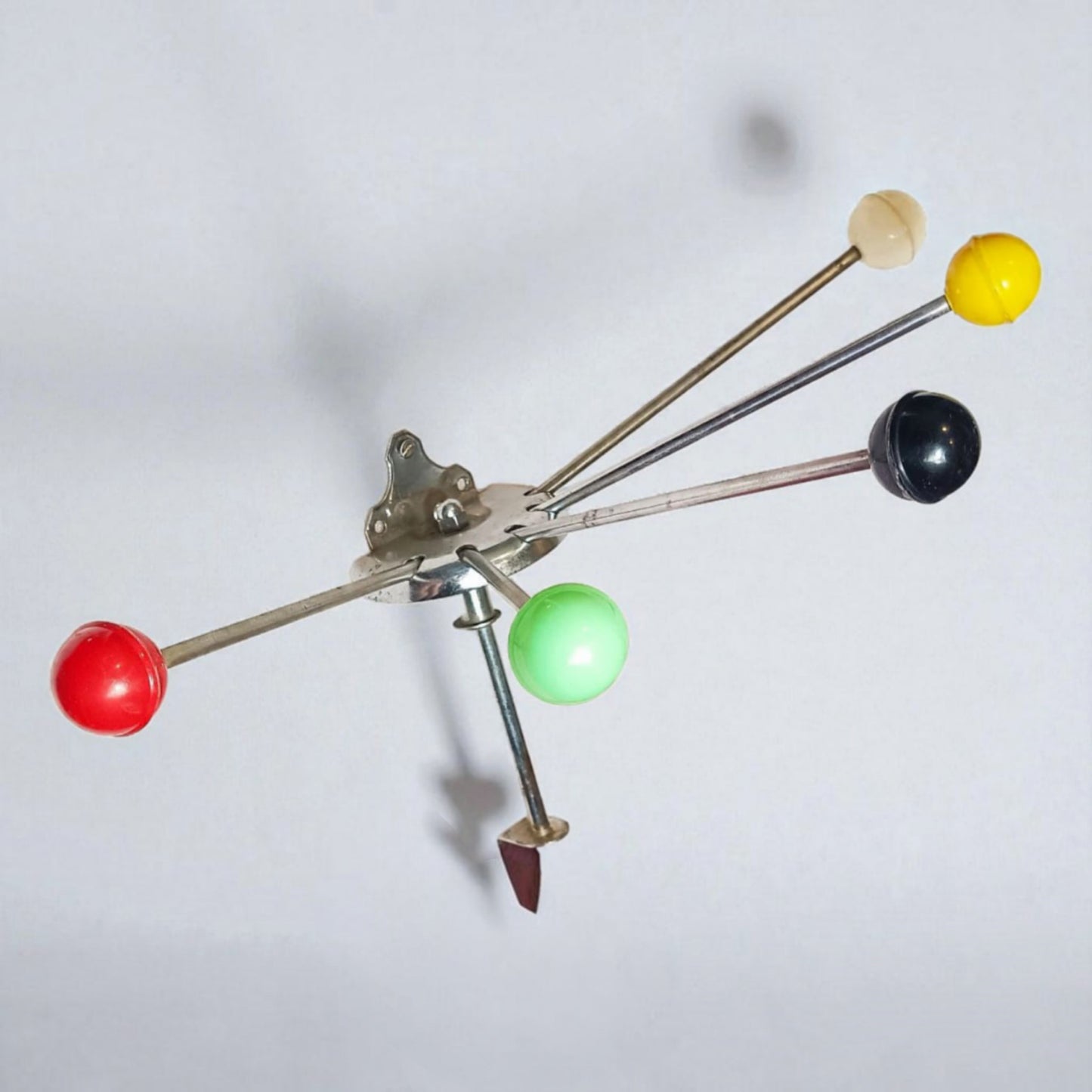 Spanish Mid-Century Wall Coat Rack with Coloured Ball Hooks