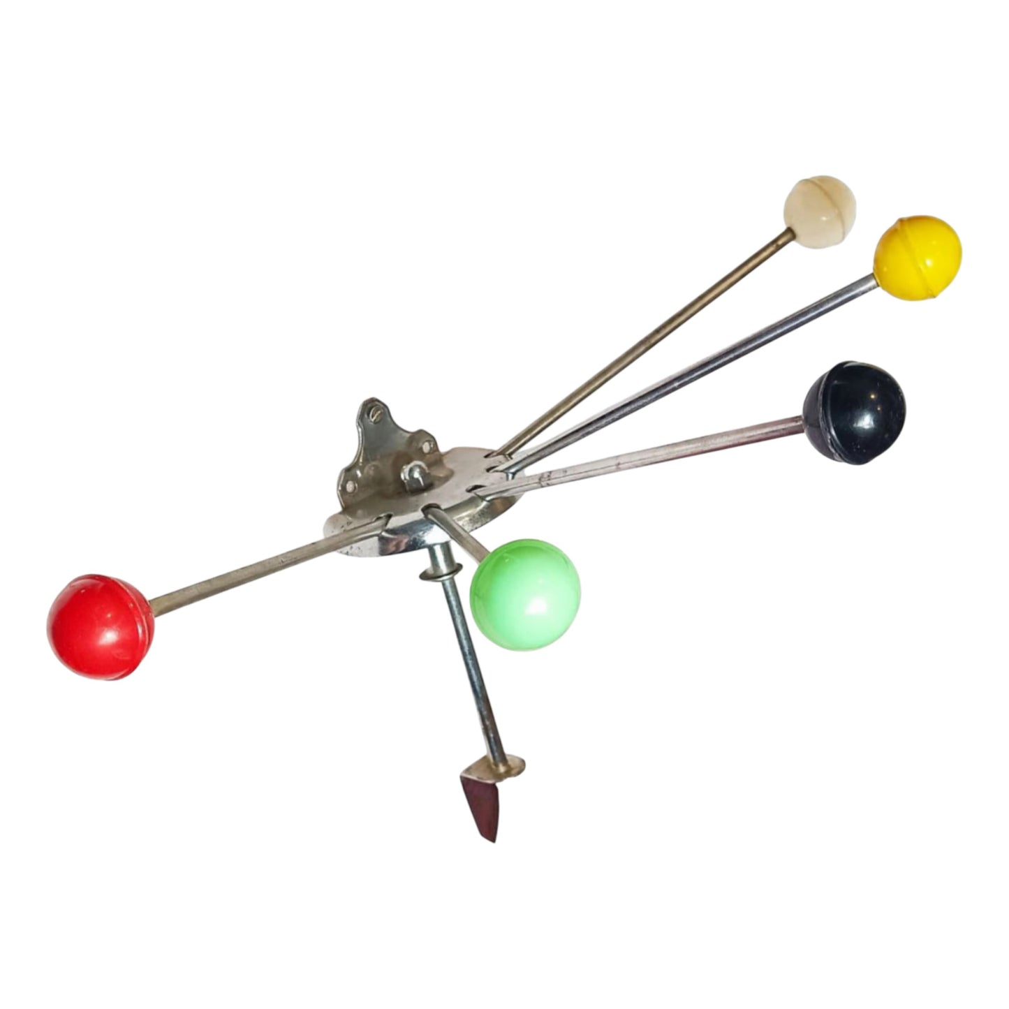 Spanish Mid-Century Wall Coat Rack with Coloured Ball Hooks