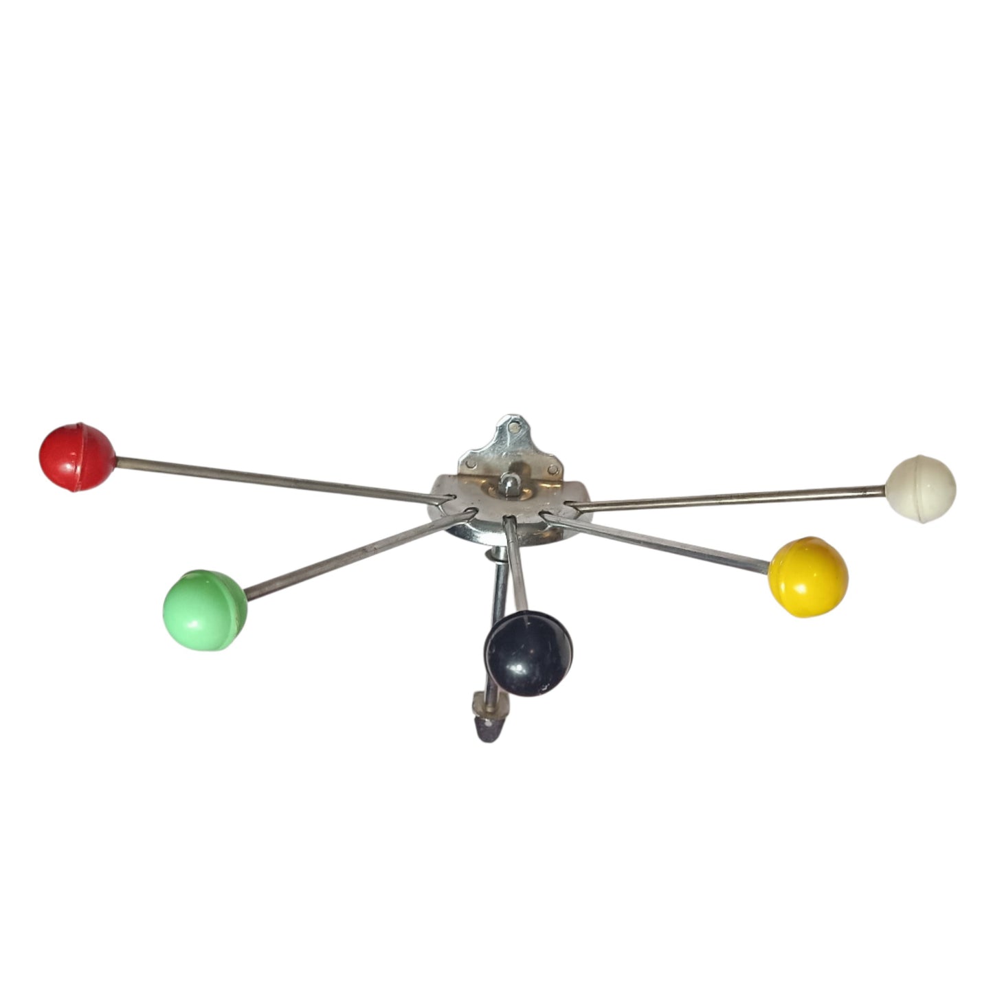 Spanish Mid-Century Wall Coat Rack with Coloured Ball Hooks