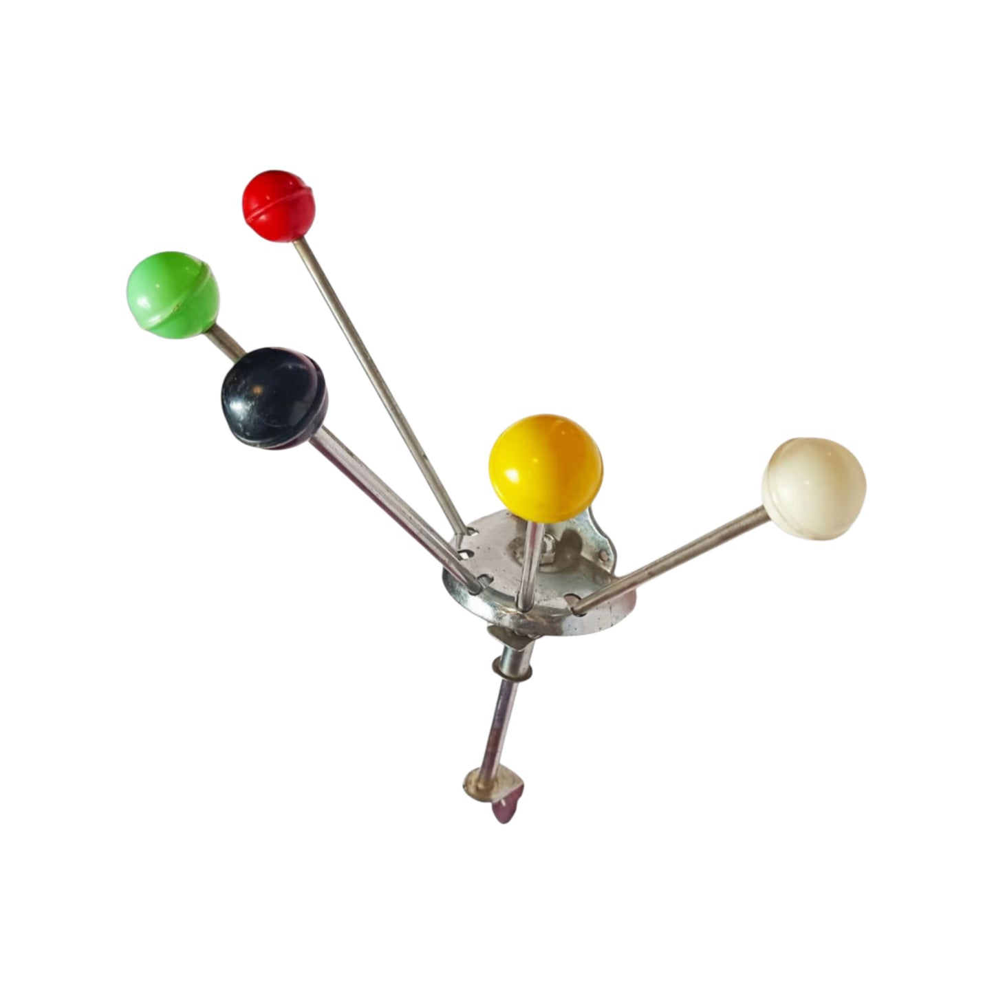 Spanish Mid-Century Wall Coat Rack with Coloured Ball Hooks