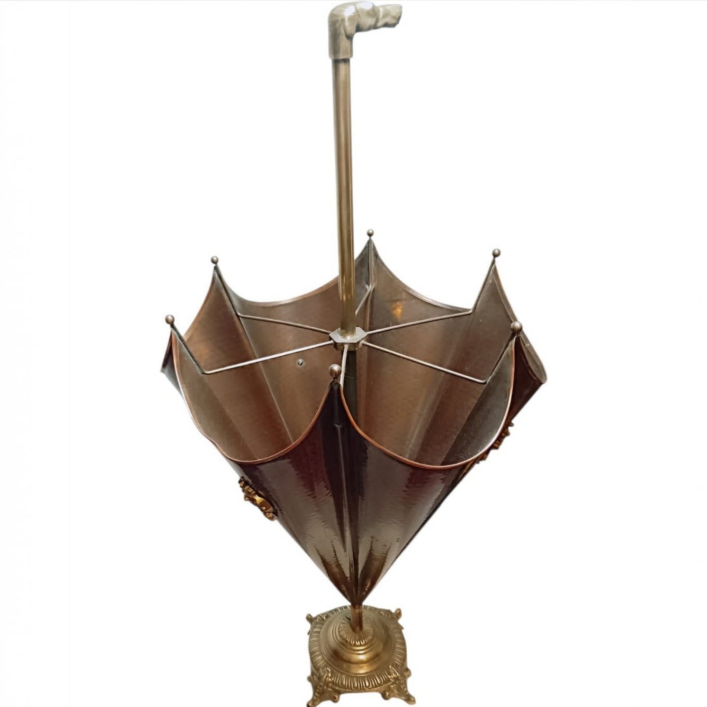 Vintage Brass and Smoked Metal Umbrella Stand, Circa 1970
