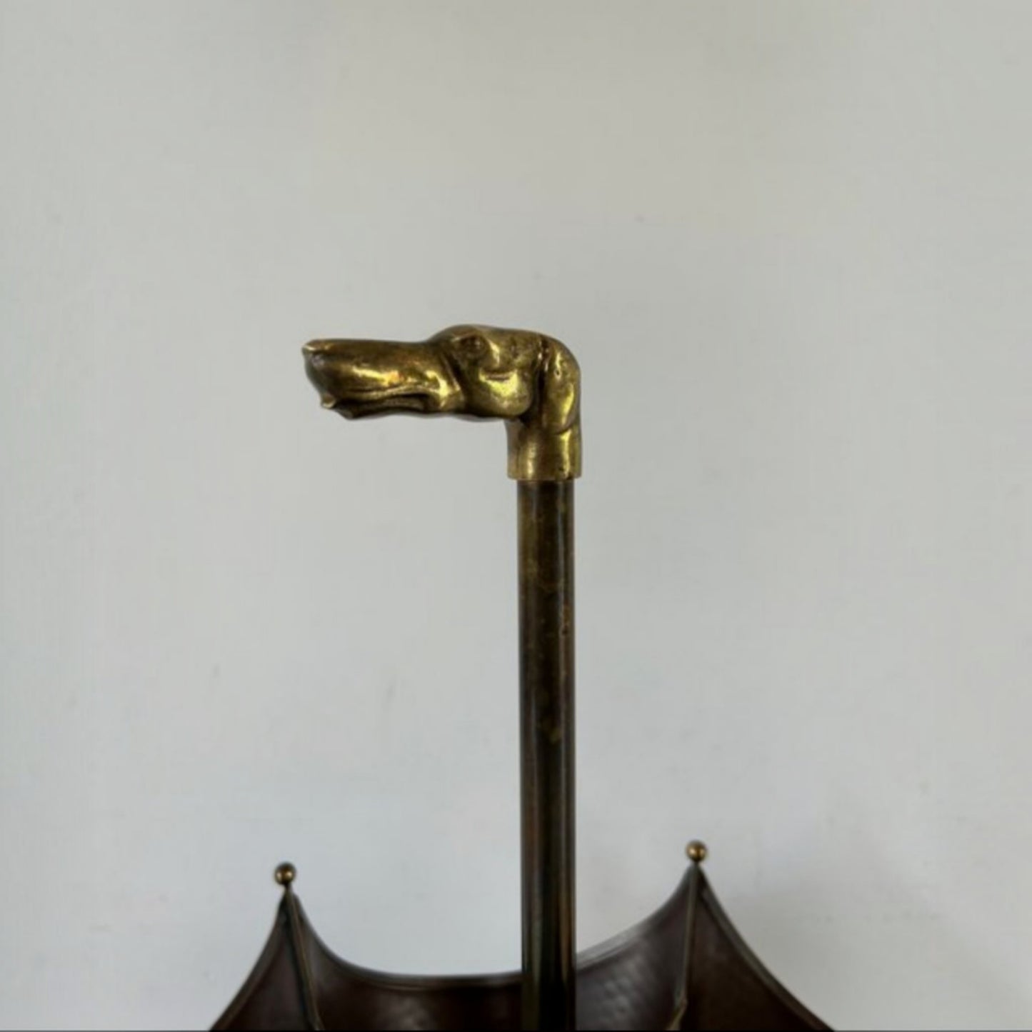 Vintage Brass and Smoked Metal Umbrella Stand, Circa 1970