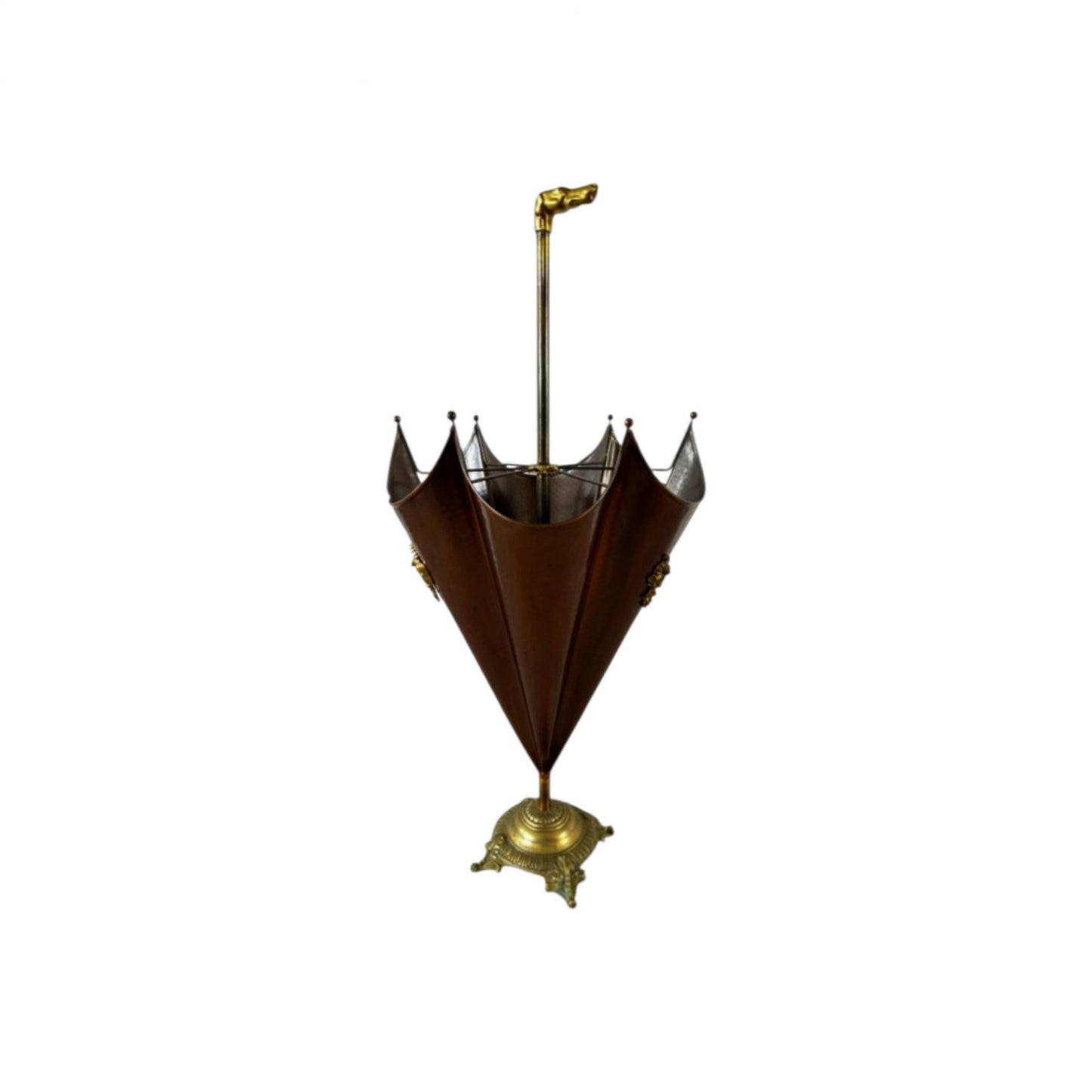 Vintage Brass and Smoked Metal Umbrella Stand, Circa 1970