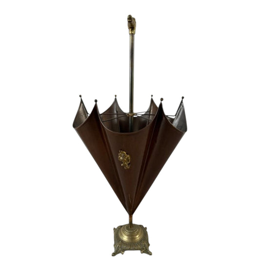 Vintage Brass and Smoked Metal Umbrella Stand, Circa 1970
