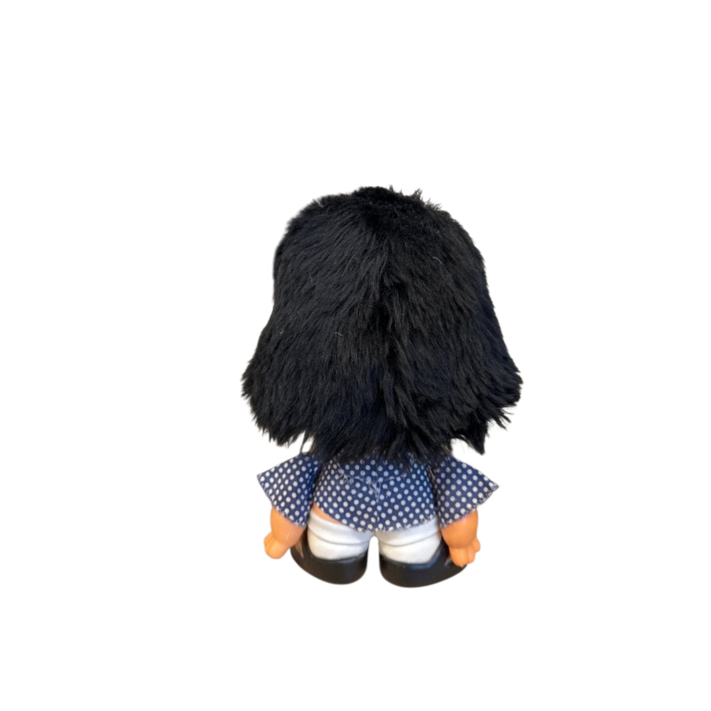 Objeto decorativo vintage Mafalda de plástico y textil. Italia, años 70.