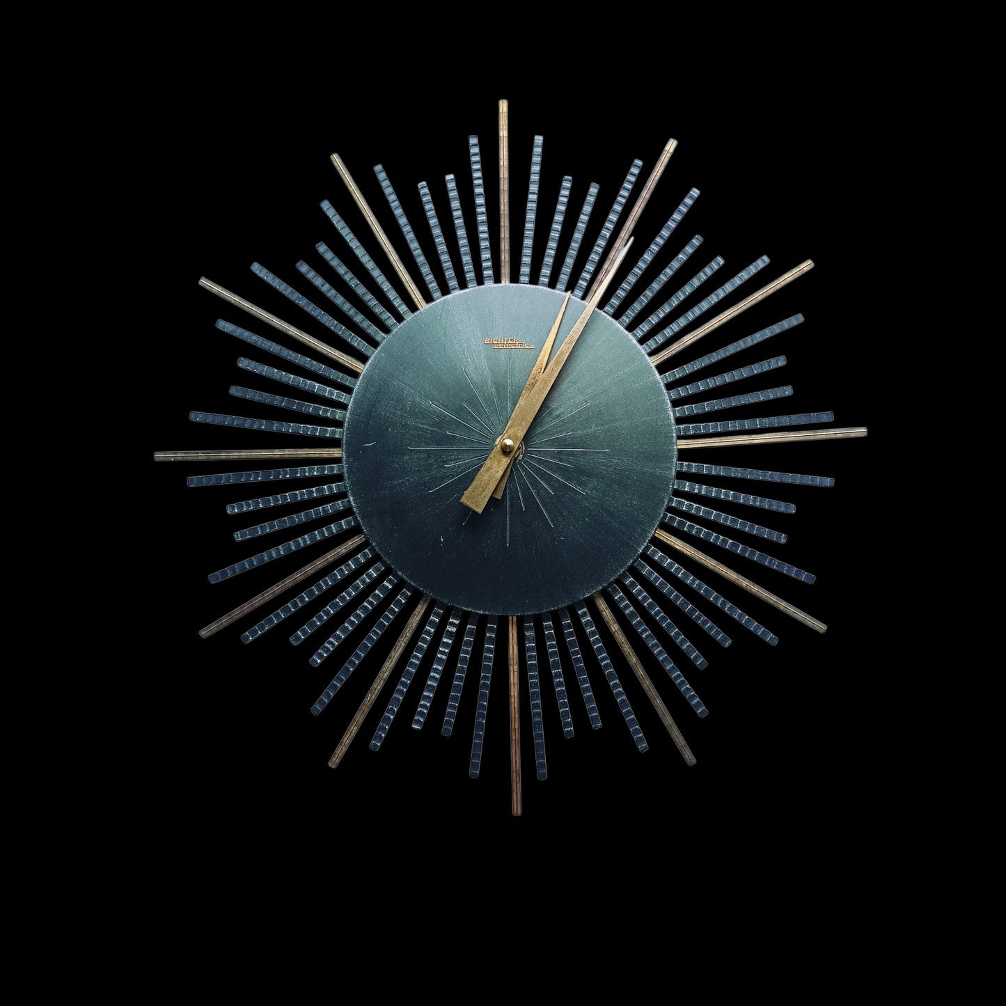 Vintage Richter Electric Sunburst Wall Clock, Germany, c. 1960s