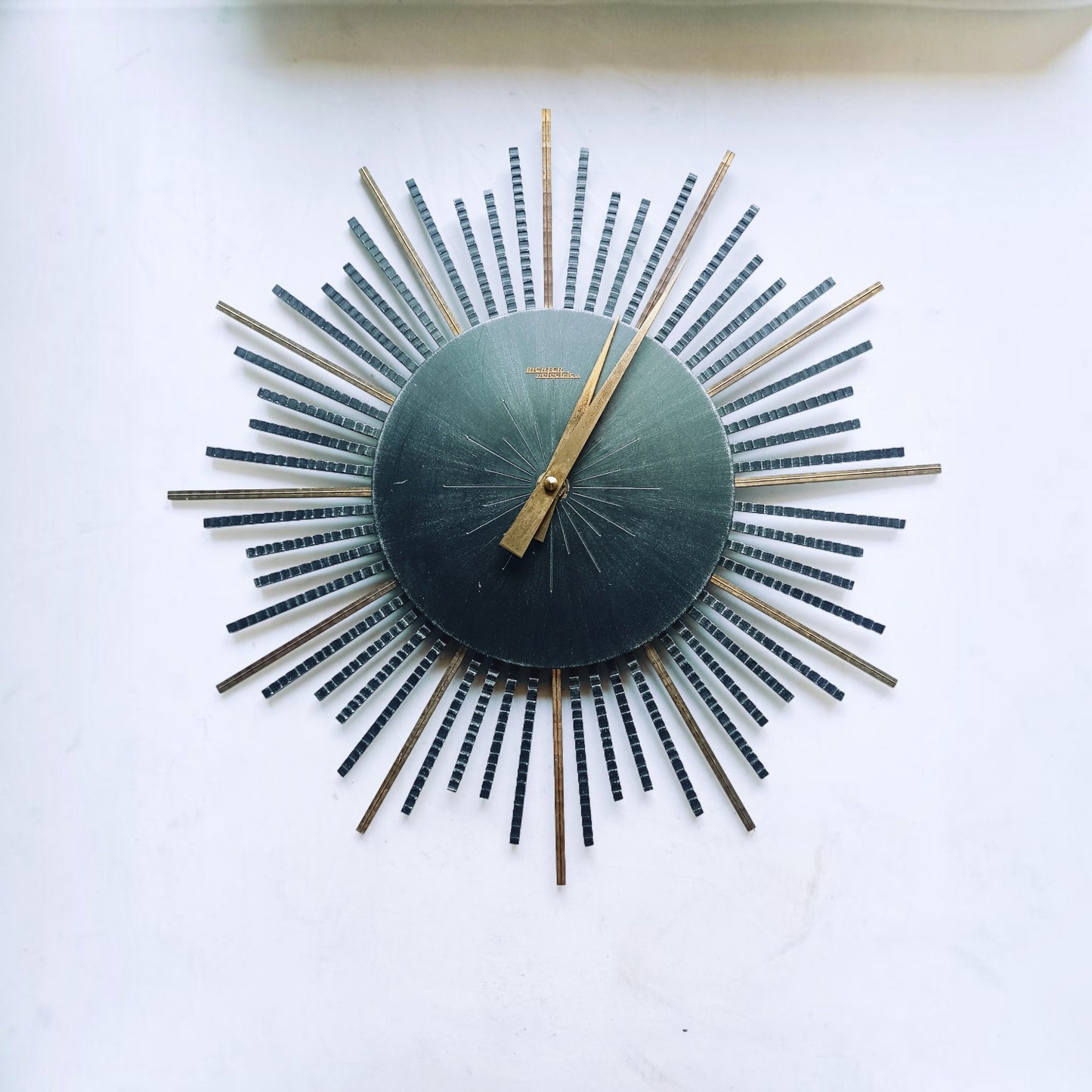Vintage Richter Electric Sunburst Wall Clock, Germany, c. 1960s