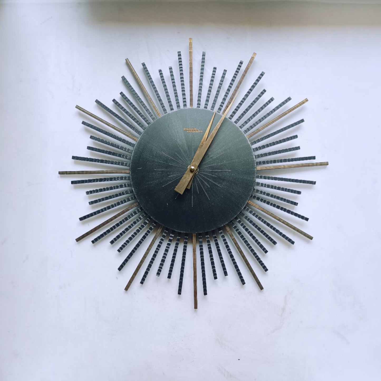 Vintage Richter Electric Sunburst Wall Clock, Germany, c. 1960s