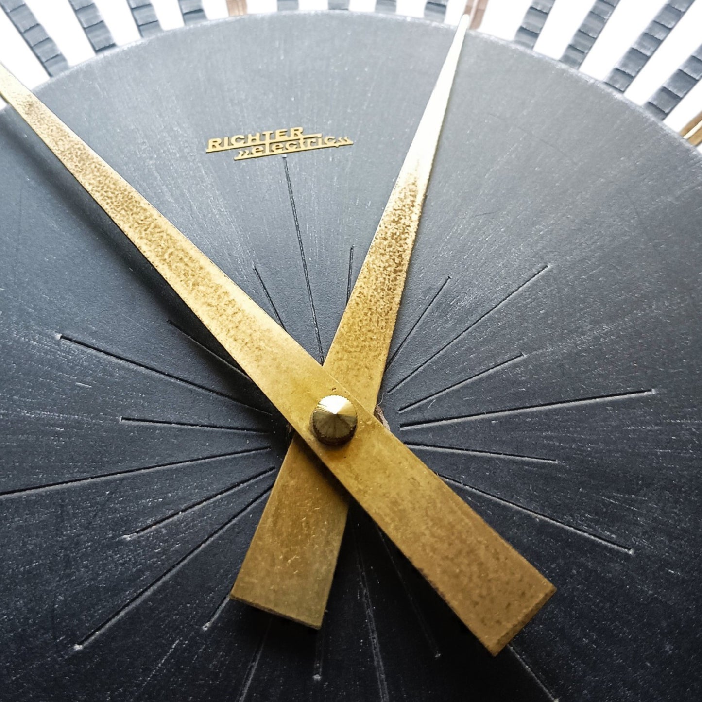 Vintage Richter Electric Sunburst Wall Clock, Germany, c. 1960s